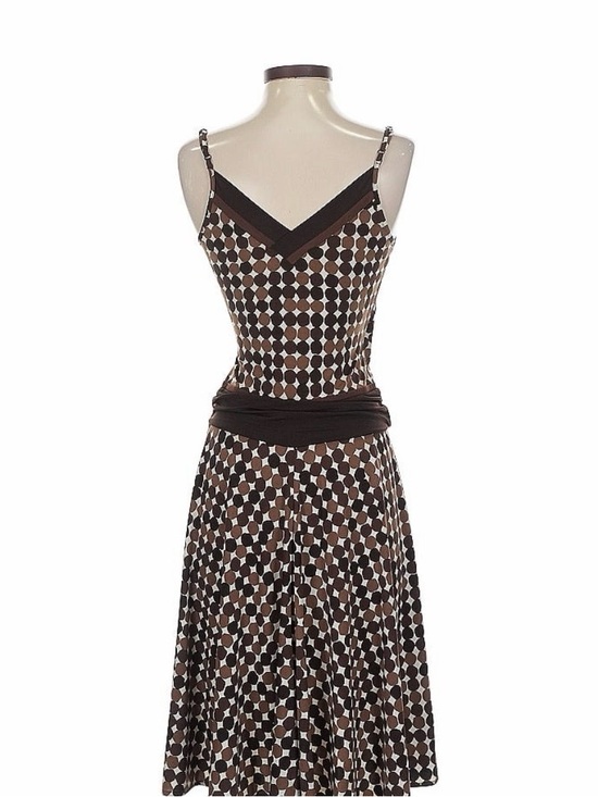 BCBGMaxAzria Dresses & Skirts - BCBG Max Azria Y2K Brown Geometric Mesh Wrap Midi Dress XS